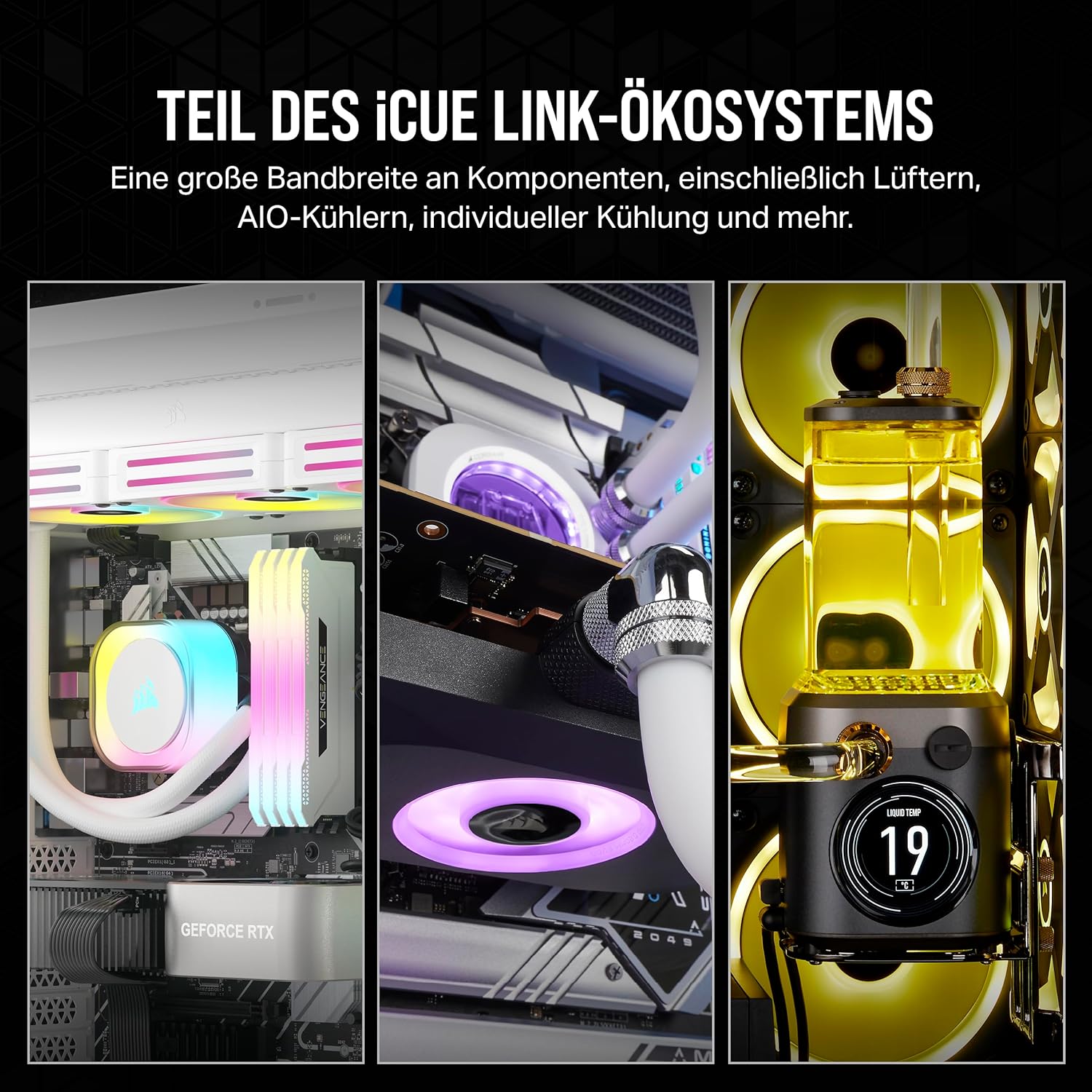 Thumbnail 6 de Corsair iCUE LINK QX120 RGB 120-mm Magnetic Dome RGB Lüfter Starter-Kit (Dreier-Set) inkl. iCUE LINK Hub – Weiß