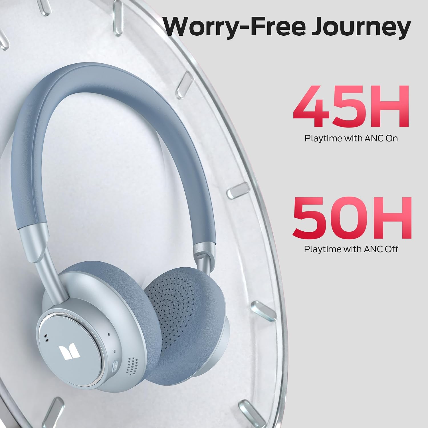 Detalle de Monster N-Tune mini 02 Over-Ear Headphones, Hybrid ANC, Bluetooth 6.0, Blue