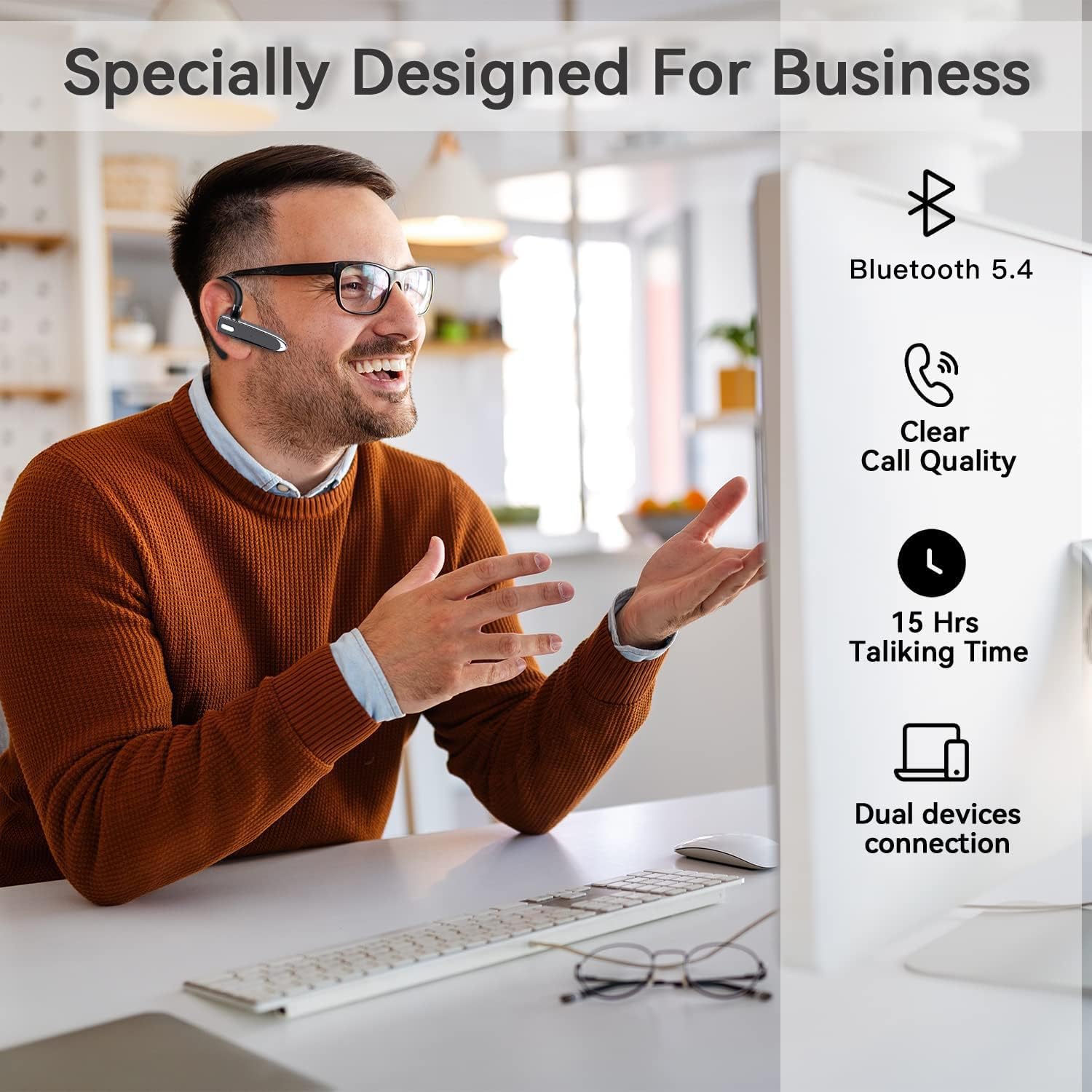 Detalle de EUQQ V5.3 Bluetooth single wireless headset