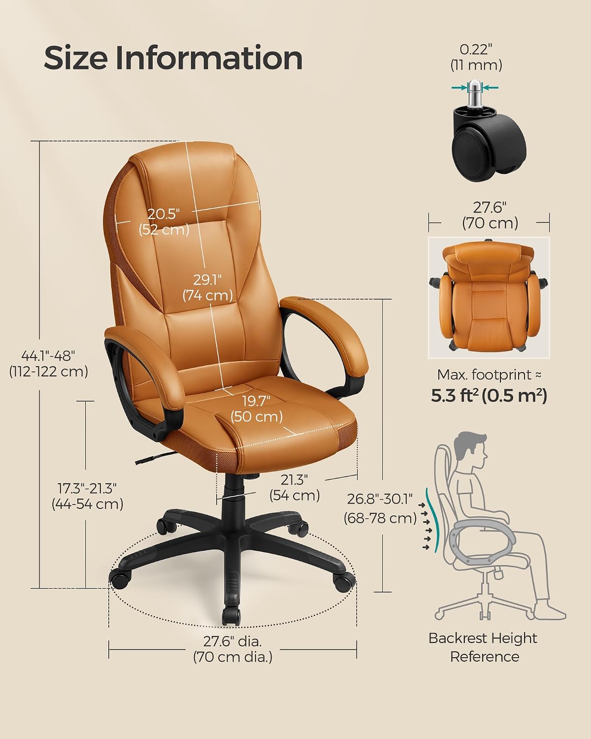 Thumbnail 2 de SONGMICS Ergonomic Swivel Chair 44–54 cm