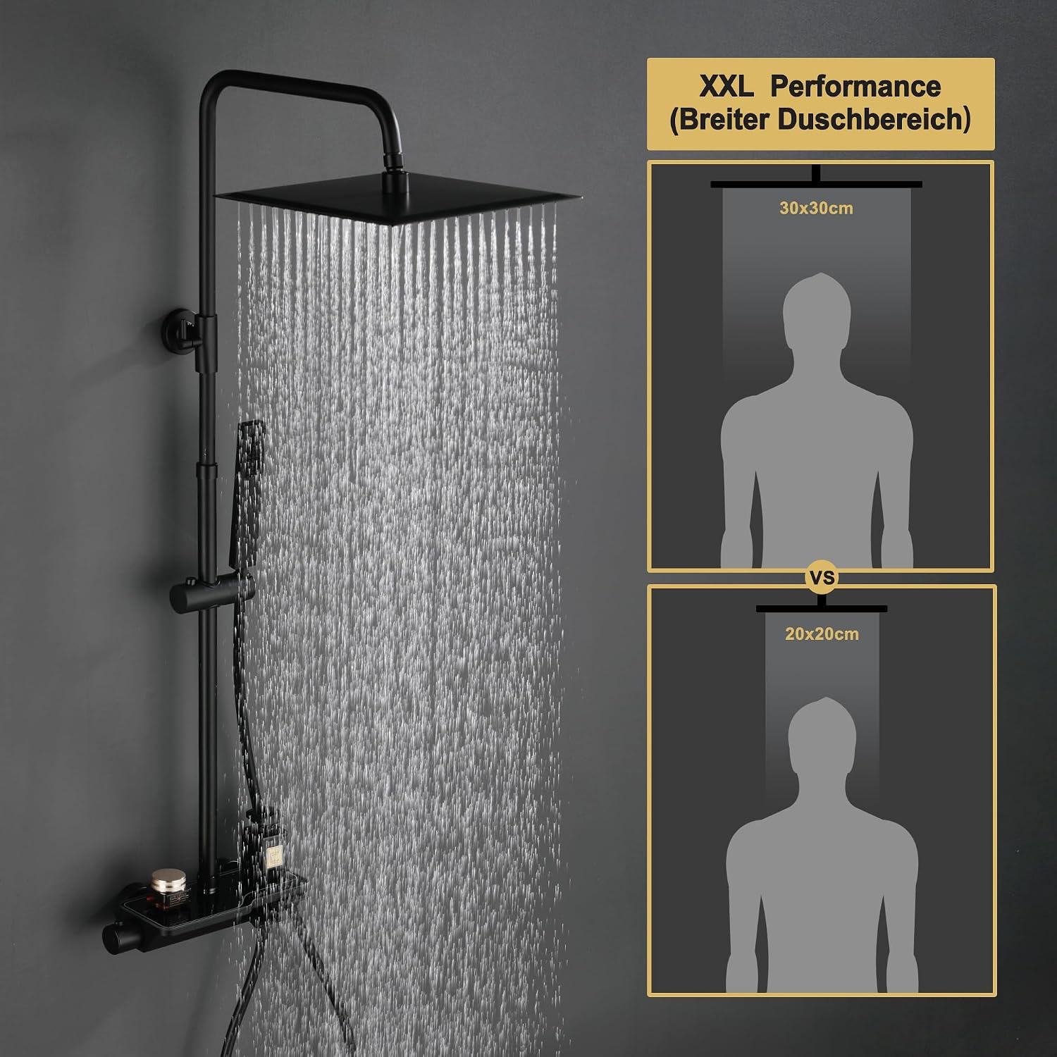 Detalle 2 de Görbach Regendusche 3030MB Duschsystem matt schwarz