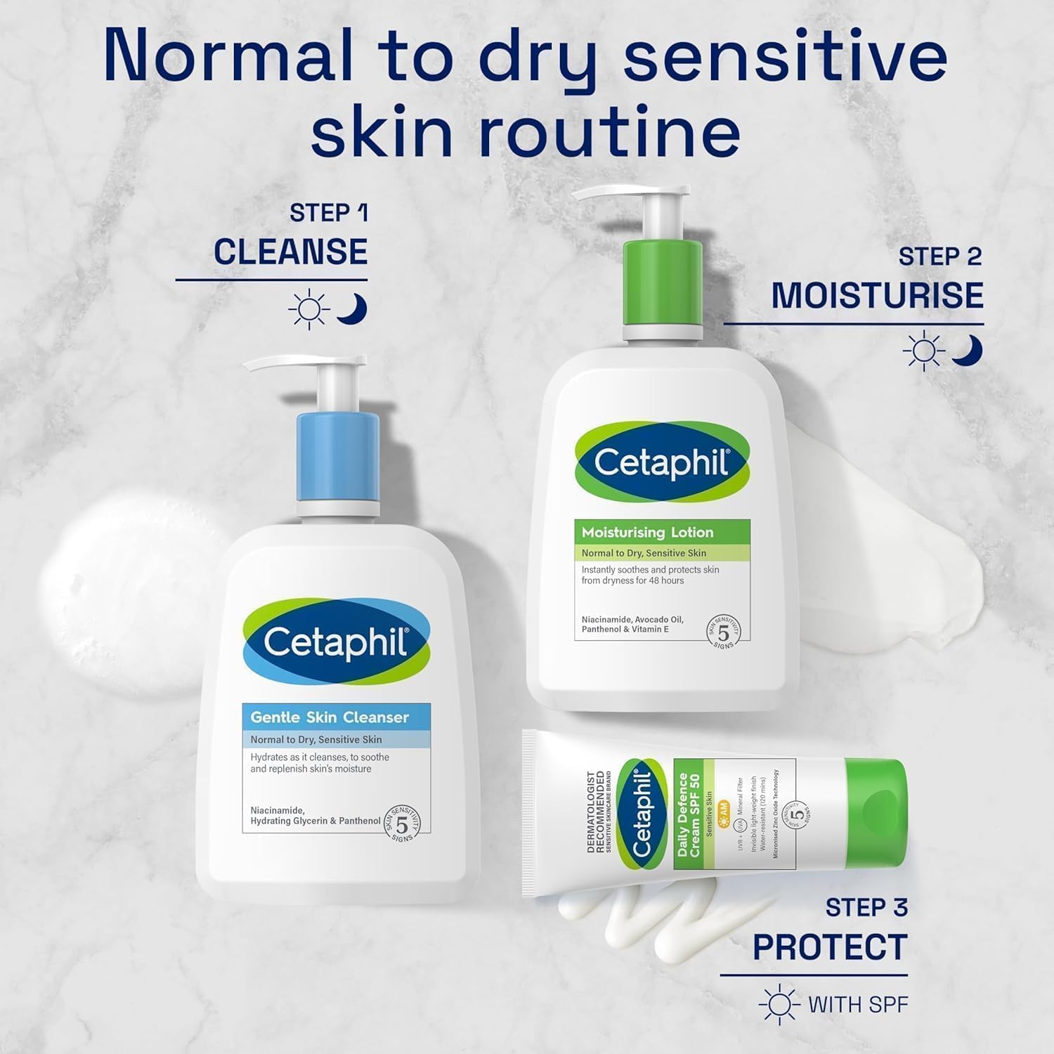Detalle de Cetaphil Daily Defence SPF for Sensitive Skin (SPF 30 moisturiser / SPF 50 mineral sunscreen)