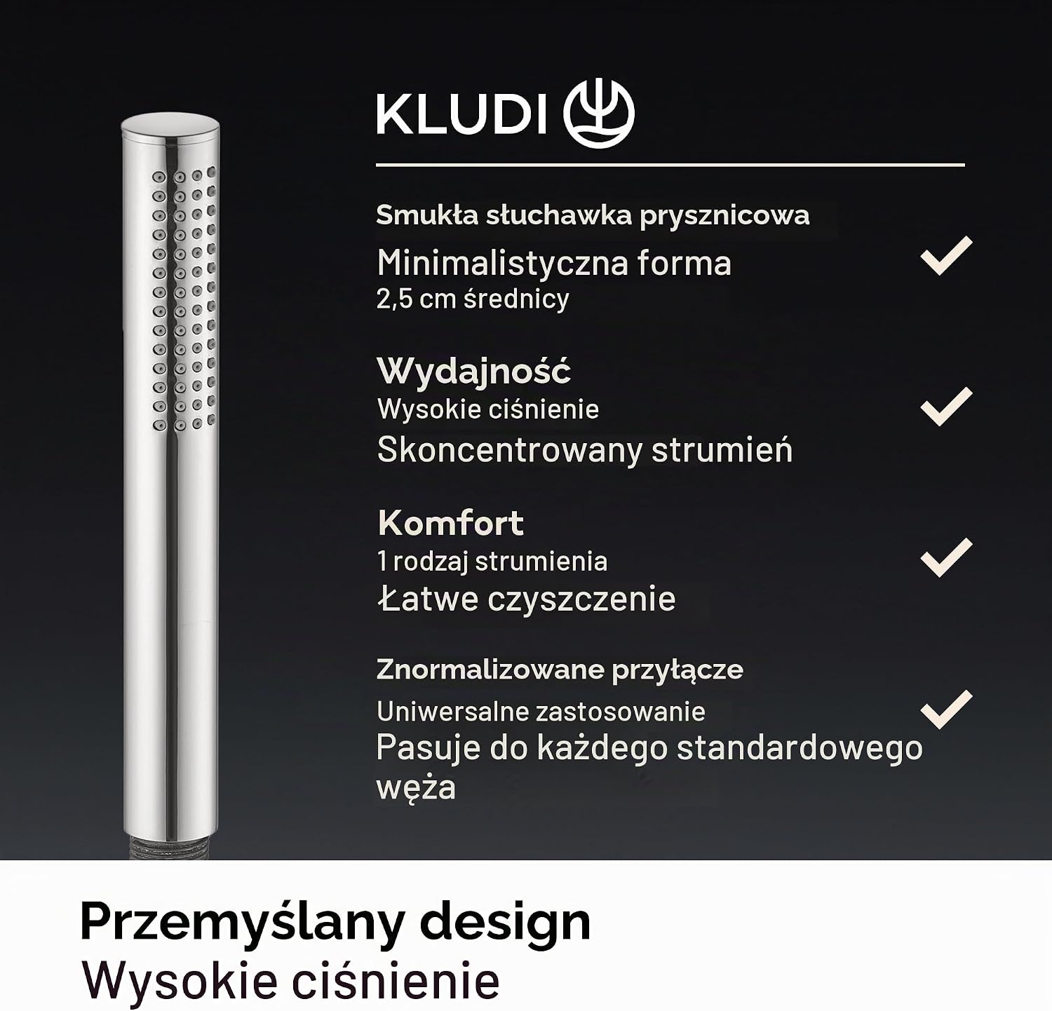 Detalle de KLUDI -X1 Design słuchawka prysznicowa, chromowana, 20 cm, jeden strumień