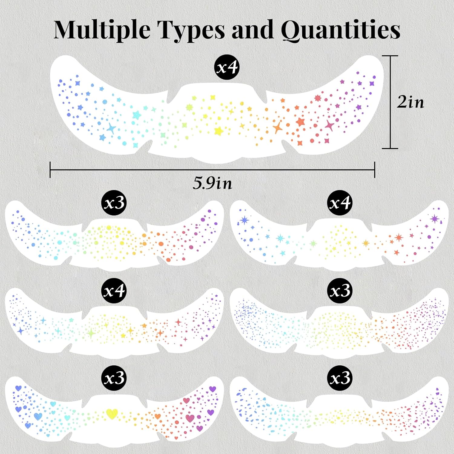 Detalle de 24pcs Glitter Freckles Makeup Patches – Holographic Multicolor Face Glitter Speckles