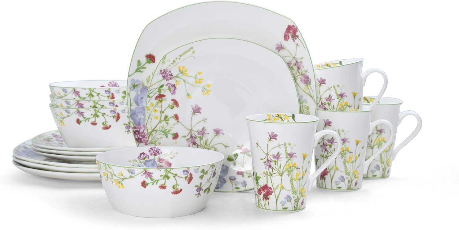 Detalle 2 de Mikasa Wildflower Garden 16-Piece Bone China Dinnerware Set for 4