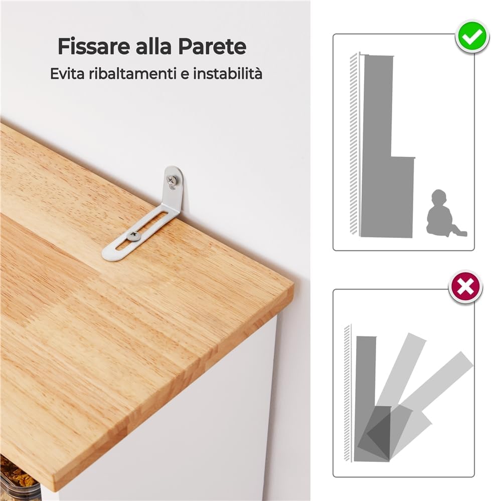 Thumbnail 4 de Yaheetech Credenza Cucina Alta Mobile Dispensa Buffet 80 x 37 x 183 cm in Bianco