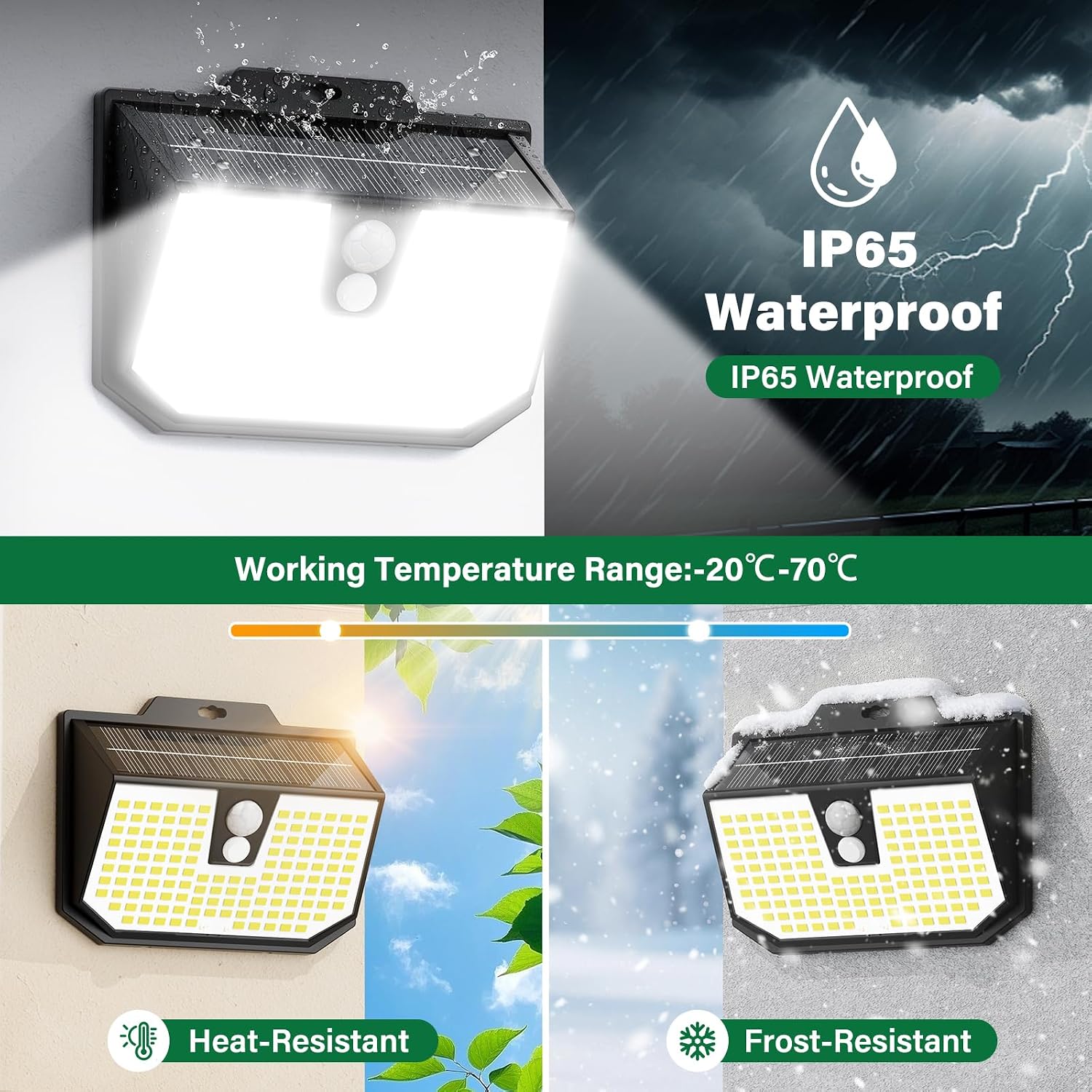 Detalle de Solar Motion Sensor Lights Outdoor Garden, 3 Pack 132 LED with 3 Modes