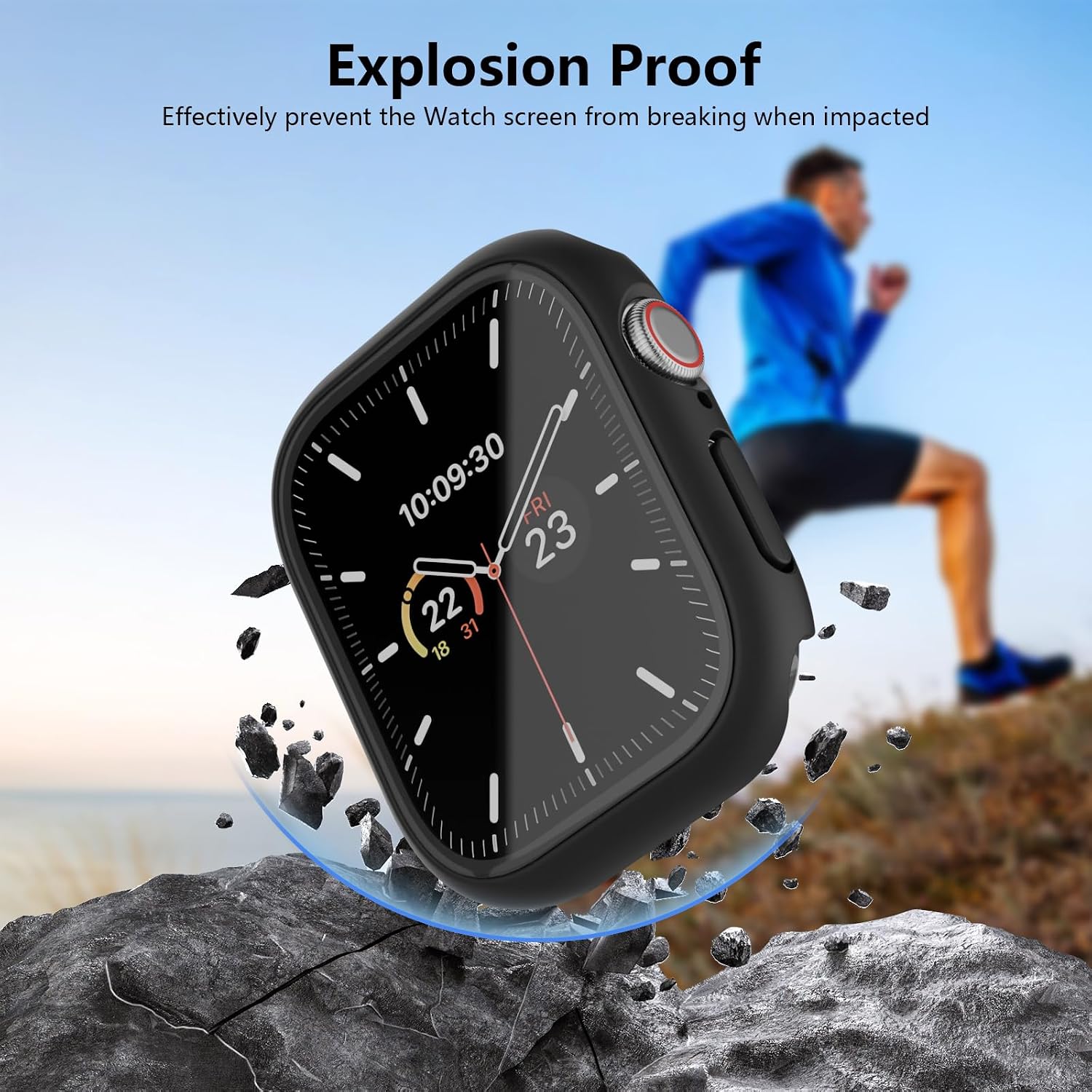 Detalle de AOTUAO 4 Pezzi Cover Compatibile con Apple Watch Series 11/10 42mm con Vetro Temperato – Custodia Protettiva per Schermo (2 Nero + 2 Trasparente)