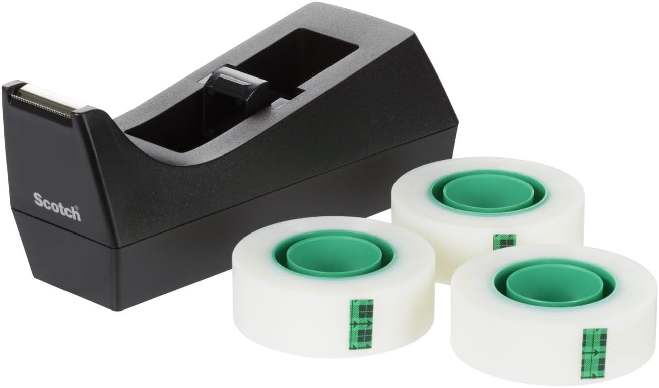 Thumbnail 1 de Scotch Desktop Tape Dispenser C38 (Black) with Scotch MagicTape, 19 mm x 33 m, 3 Rolls