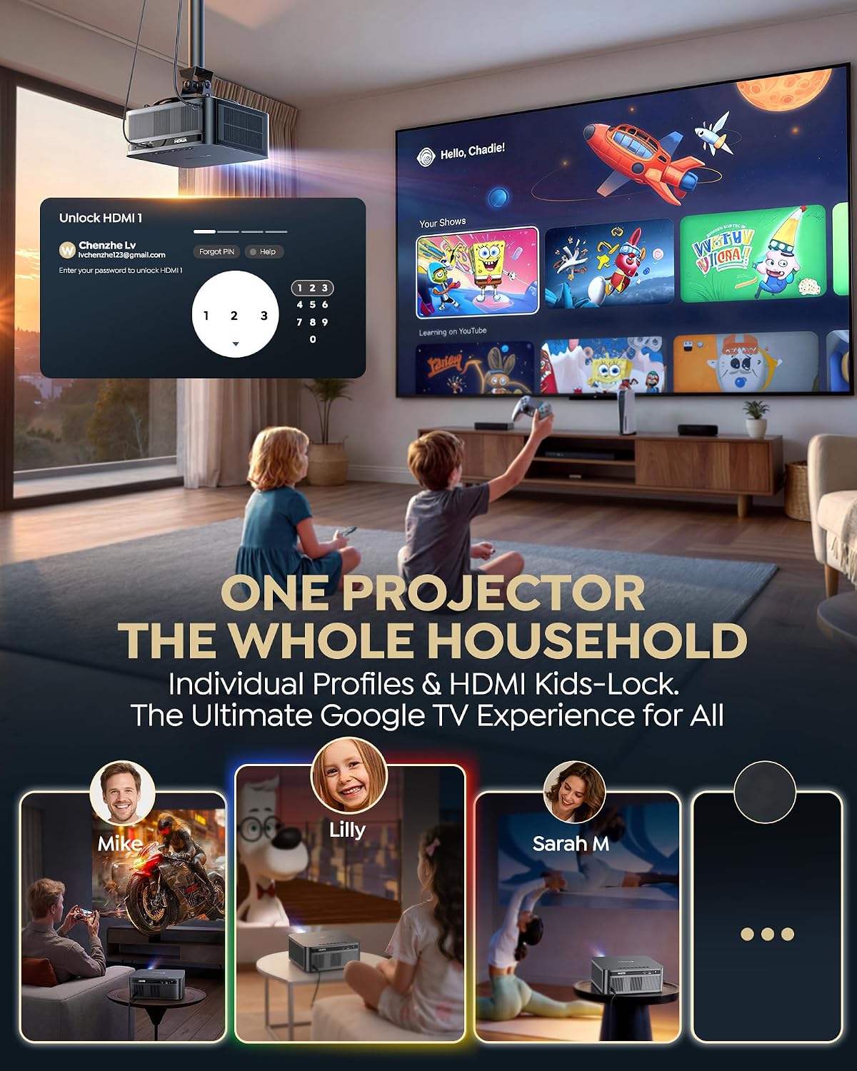 Thumbnail 6 de WiMiUS G2 Smart Projector with Google TV 14.0: 2500 ANSI, 1080P Native, 4K Decode, MEMC & 40W Dolby Audio