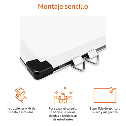 Detalle de Amazon Basics Pizarra Blanca Magnética con Marco de Aluminio 120 x 90 cm