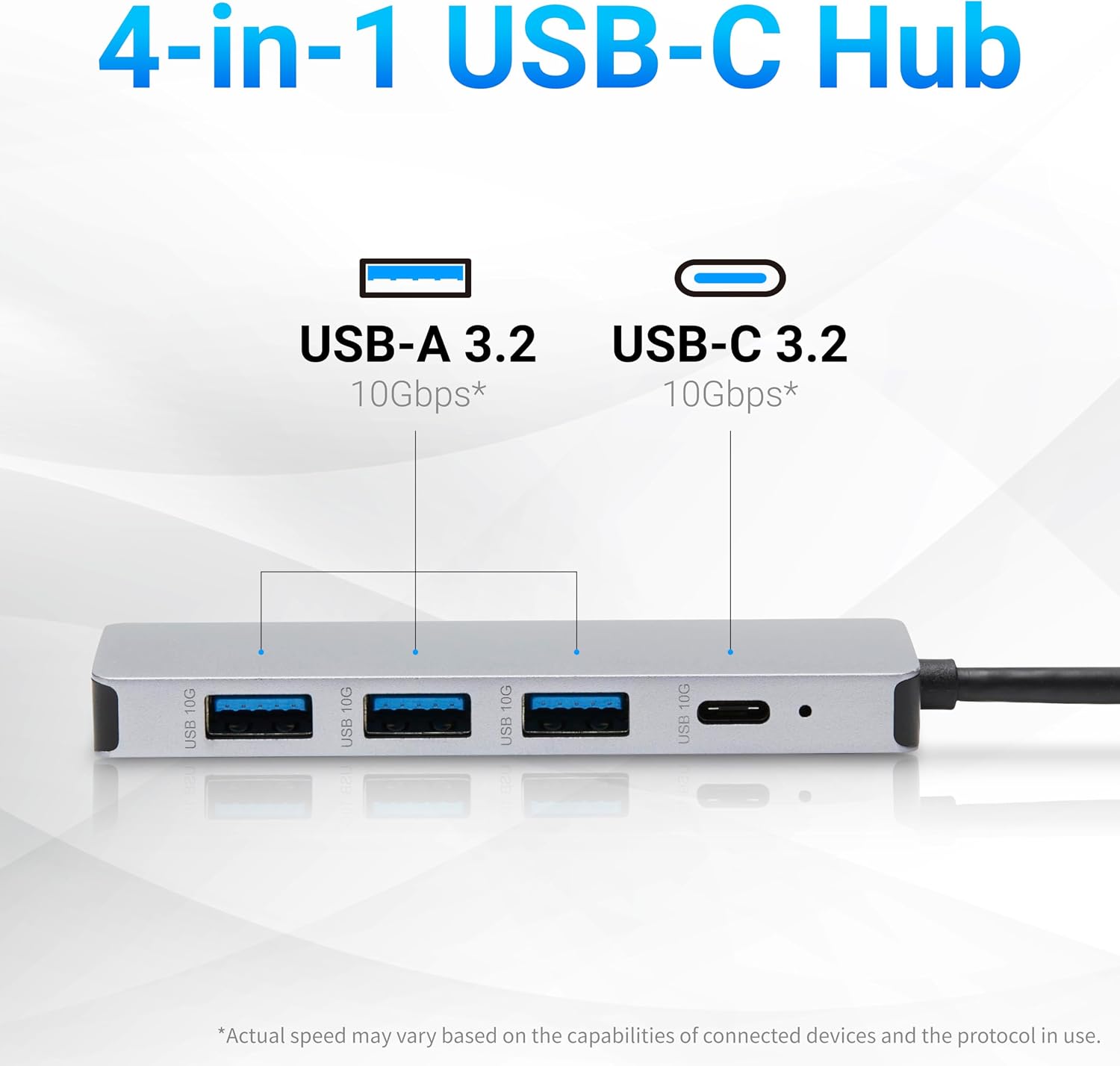 Detalle de Amazonベーシック HUC1060 USB 3.2 Gen 2ハブ、5ポート・最大10Gbps