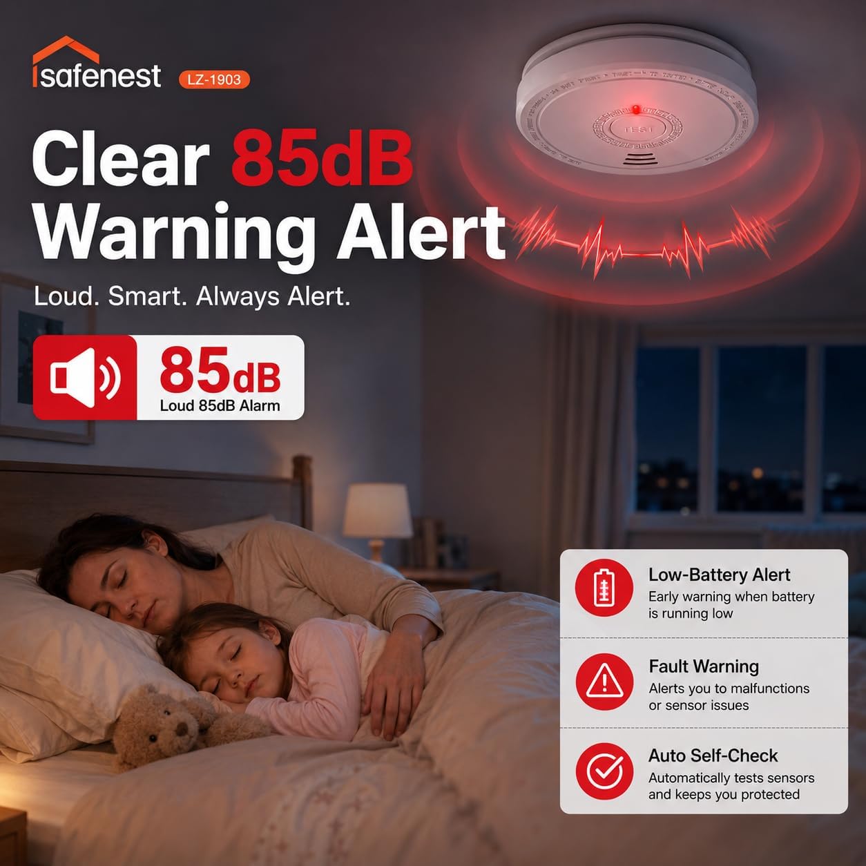 Thumbnail 4 de Photoelectric Smoke Alarm 10‑Year Battery 2‑Pack
