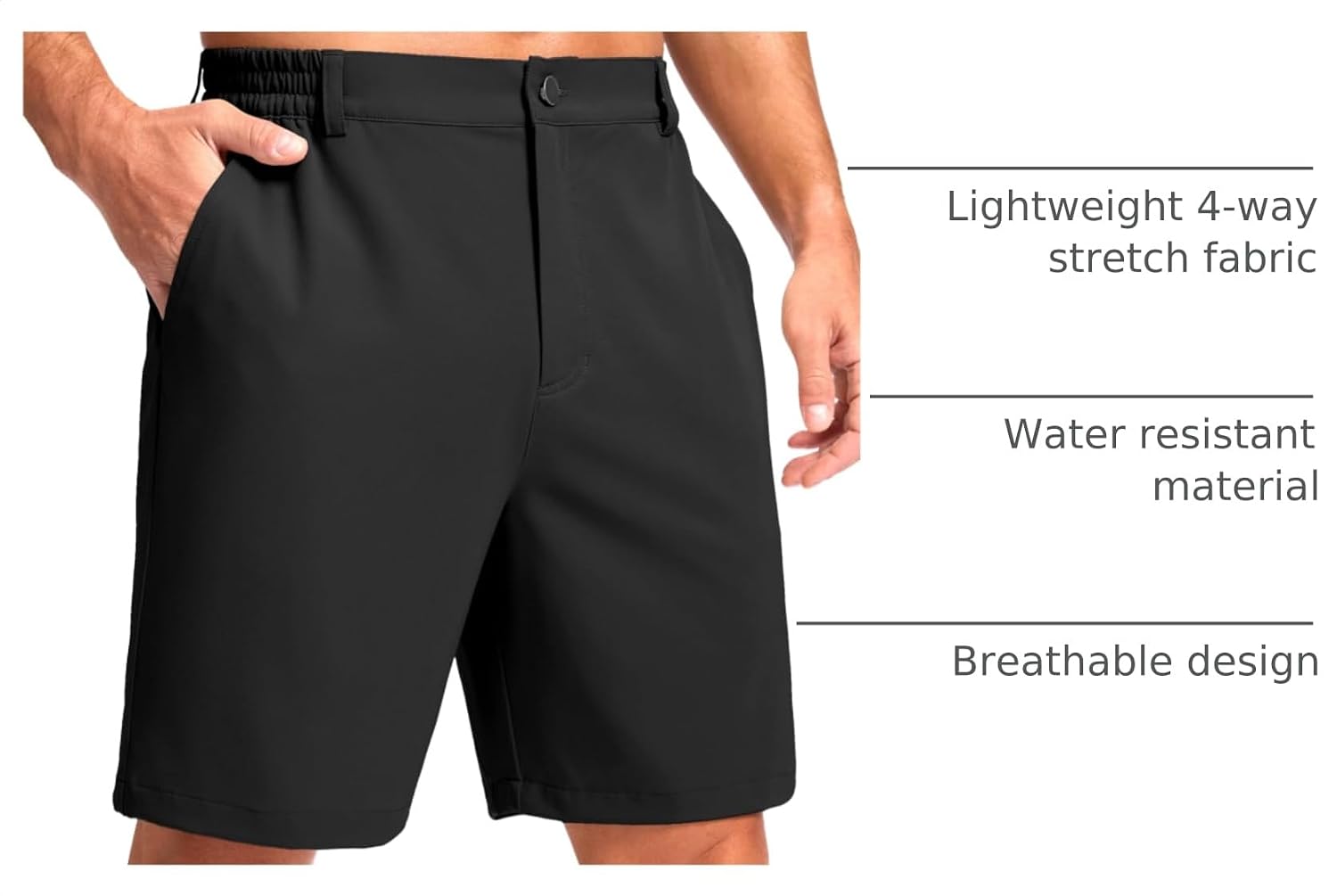 Detalle 2 de Pudolla Men’s Lightweight Golf Shorts with 3 Pockets (7"/9" Inseam Options)
