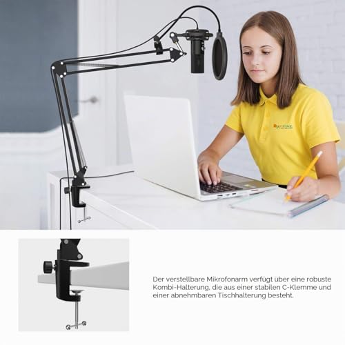 Thumbnail 5 de FIFINE Streaming Mikrofon Kit mit Arm – USB-Kondensator für PC, PS4/PS5, Mac, inkl. Popfilter und Shock Mount