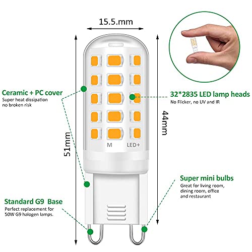 Detalle de Tailcas Ampoule LED G9 (12 pièces) 3000K – 500 lm – 5W équivalent 50W Halogène, non dimmable