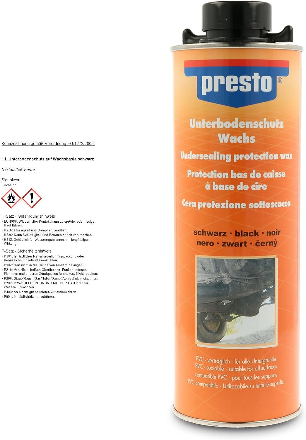 Detalle de presto Protection bas de caisse cire noire 1000 ml