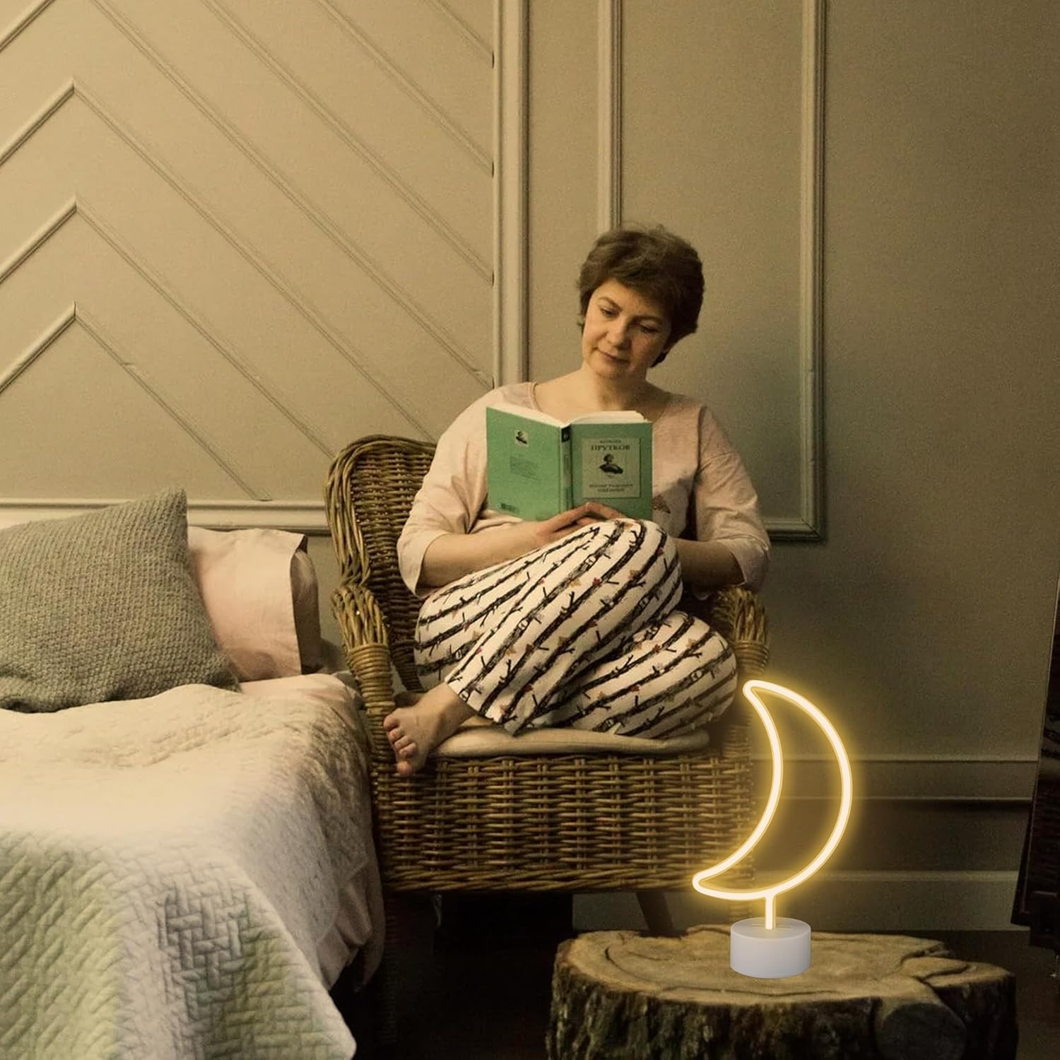 Detalle de Mond-Neonschild: Schlafzimmer-Basis-LED – batteriebetrieben oder USB betrieben