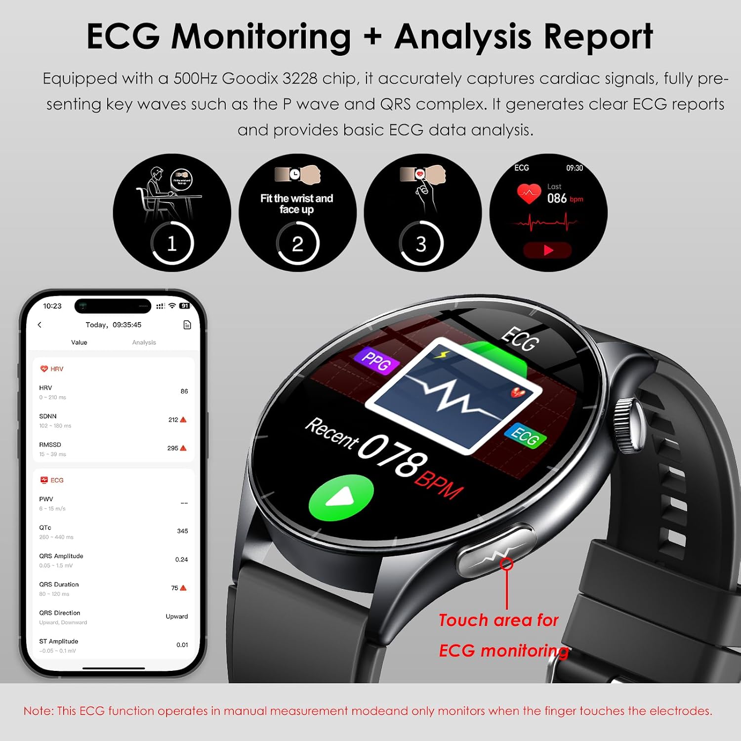 Detalle de 2026 New Smartwatch for Men with ECG, Blood Pressure and 1.56-inch AMOLED Display