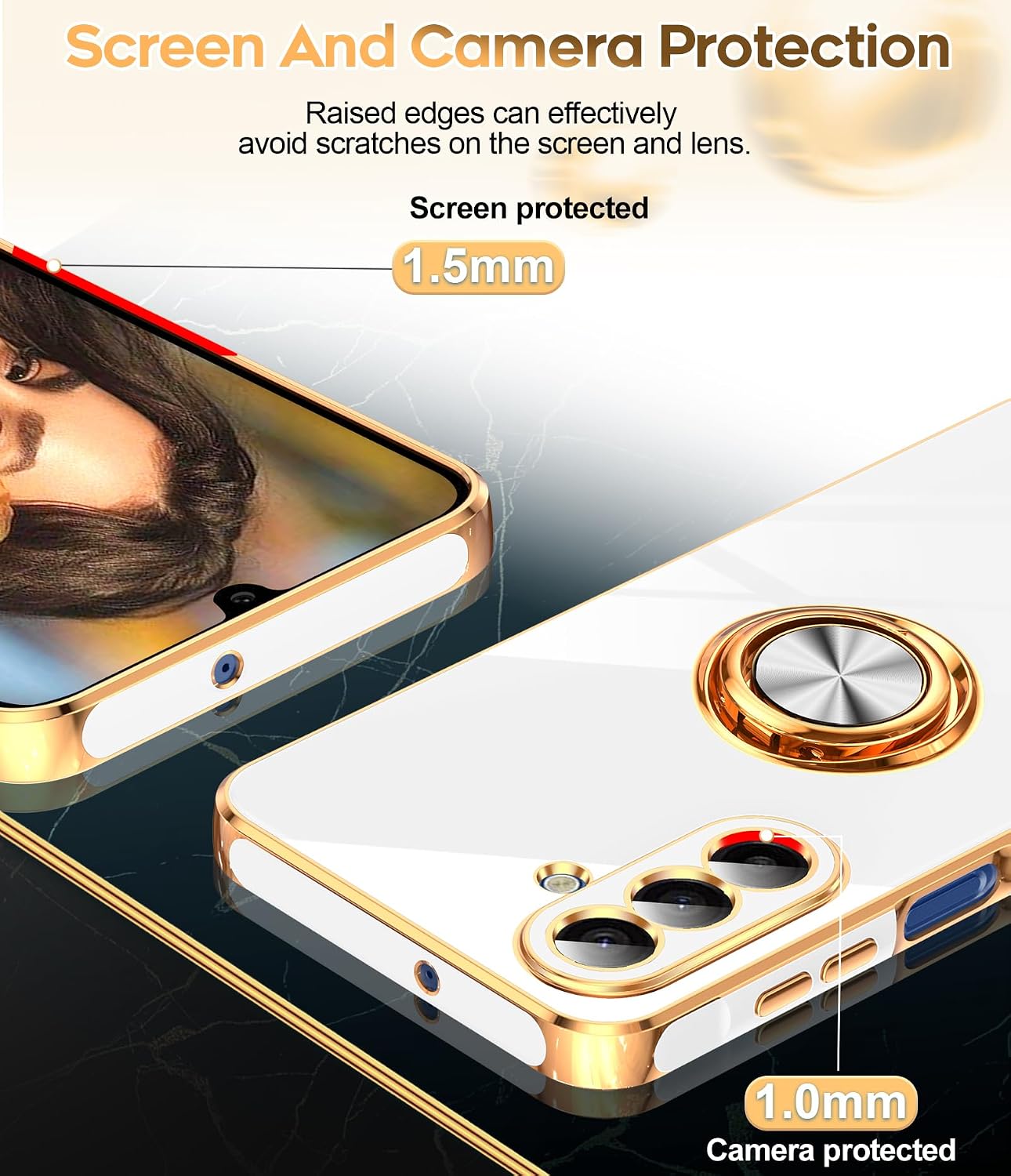 Detalle 2 de LeYi Samsung Galaxy A17 5G Case with 360° Ring Stand, 2 Screen Protectors