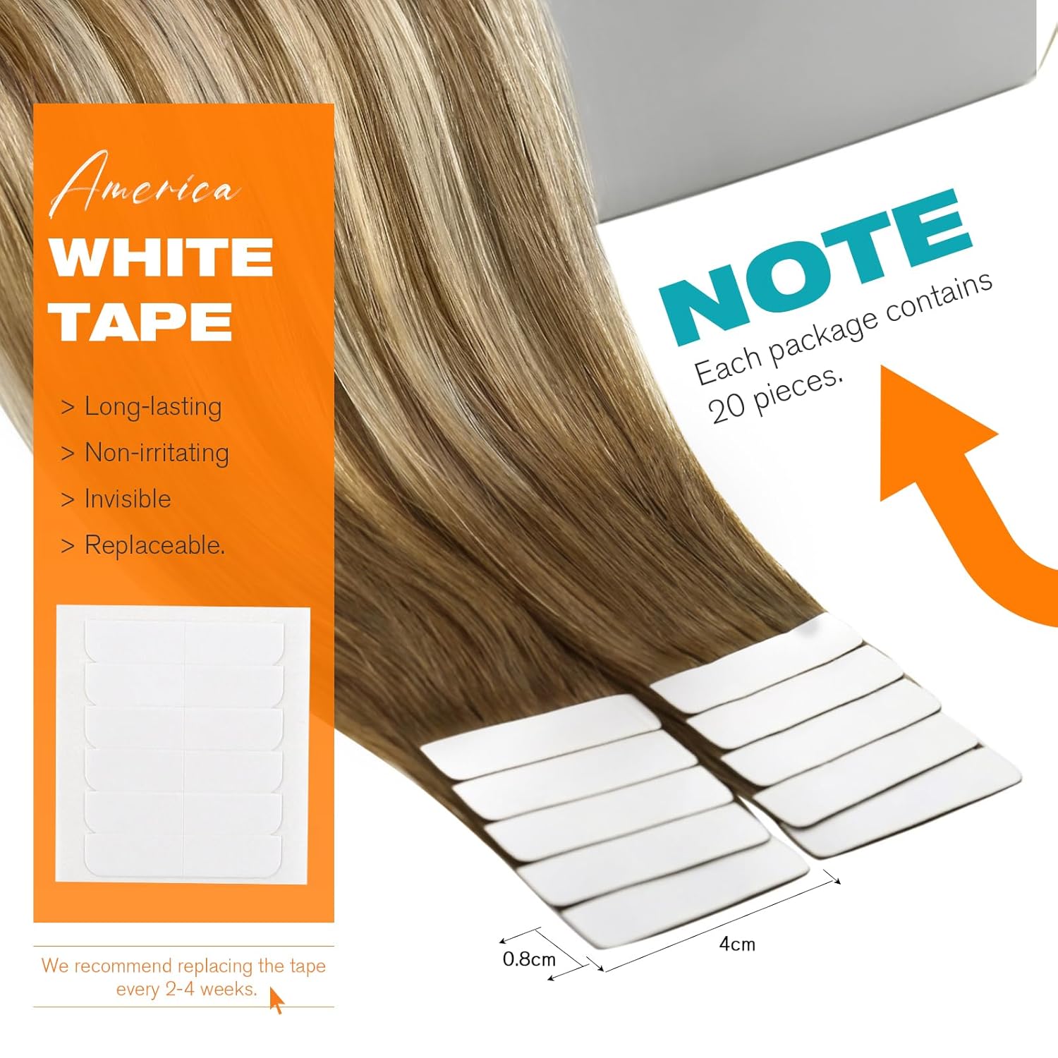 Thumbnail 2 de Sunny Hair Tape-In Hair Extensions (20 inch) — Remy Human Hair Brown Balayage Blonde, 50g, 20 Pieces