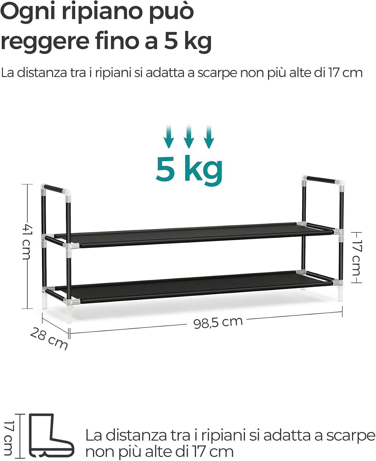 Detalle de SONGMICS Scarpiera 2 Ripiani 98,5 cm