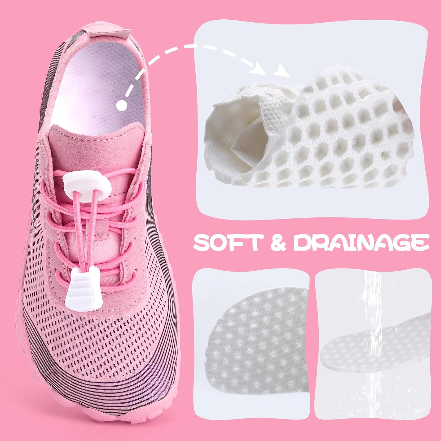 Detalle de WateLves Barfußschuhe Kinder – Wasserschuhe, rutschfeste Sand- und Strandschuhe für Jungen und Mädchen