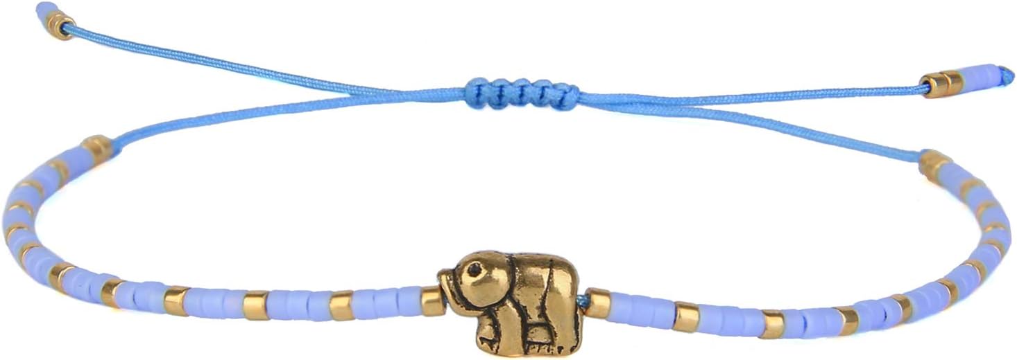 Detalle de KELITCH Glücklich Gold Elefant Strang Armbänder – Handgefertigter Boho Schmuck für Damen