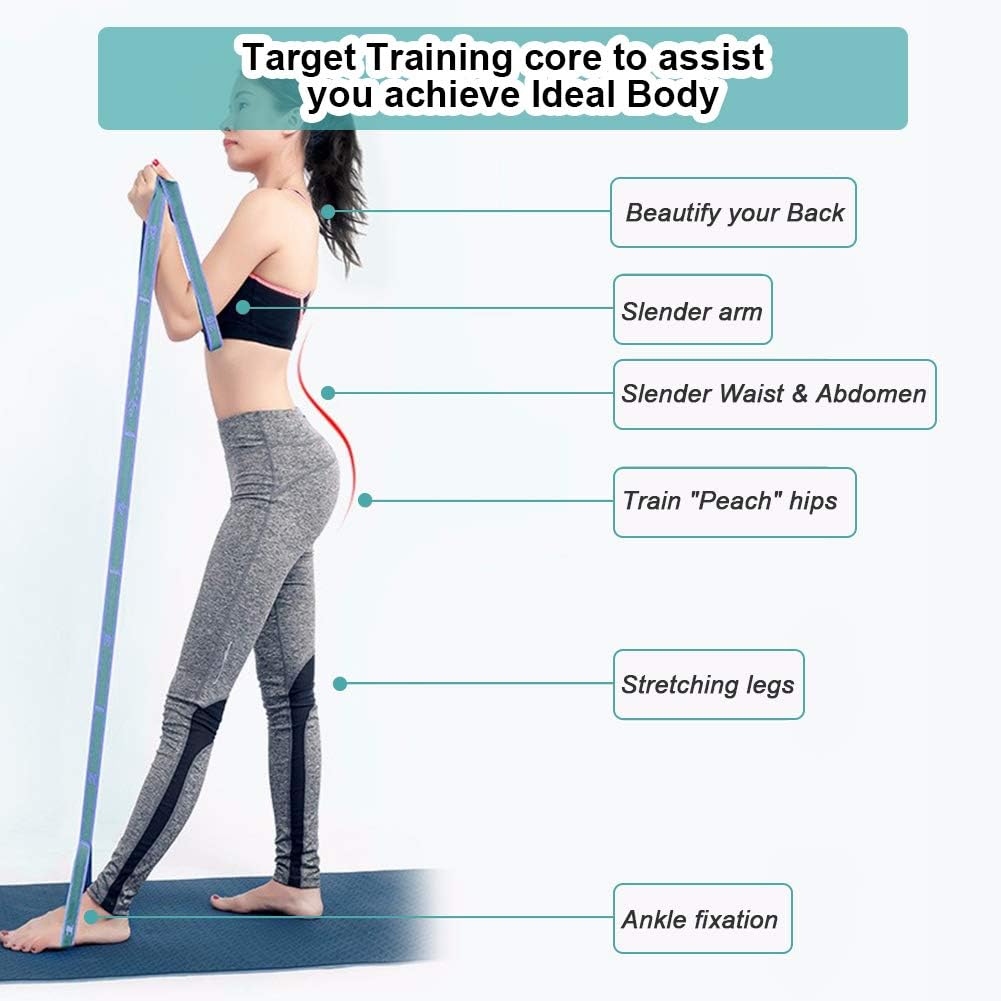 Detalle de DEHUB sangle d’exercice yoga à 11 anneaux avec boucles élastiques pour mobilité, Pilates, danse et fitness