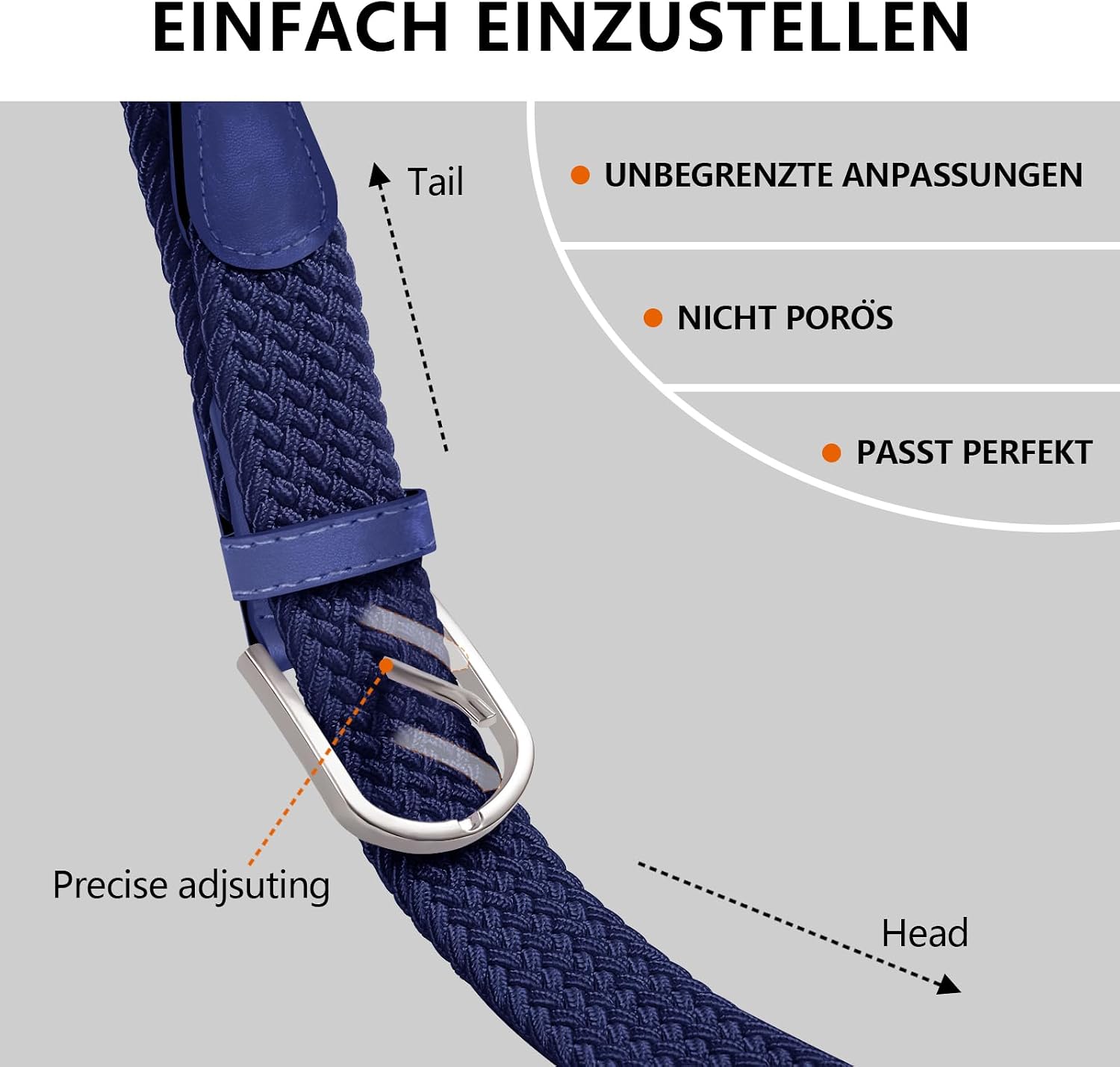 Detalle de TANGCHAO Stretchgürtel 3,3 cm breit