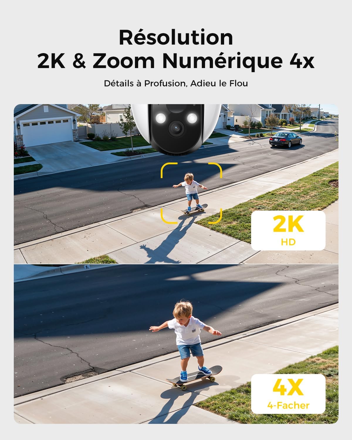 Detalle 2 de Socheerfull 2K Caméra de Surveillance Extérieure Sans Fil avec Panneau Solaire Intégré et PTZ 350°