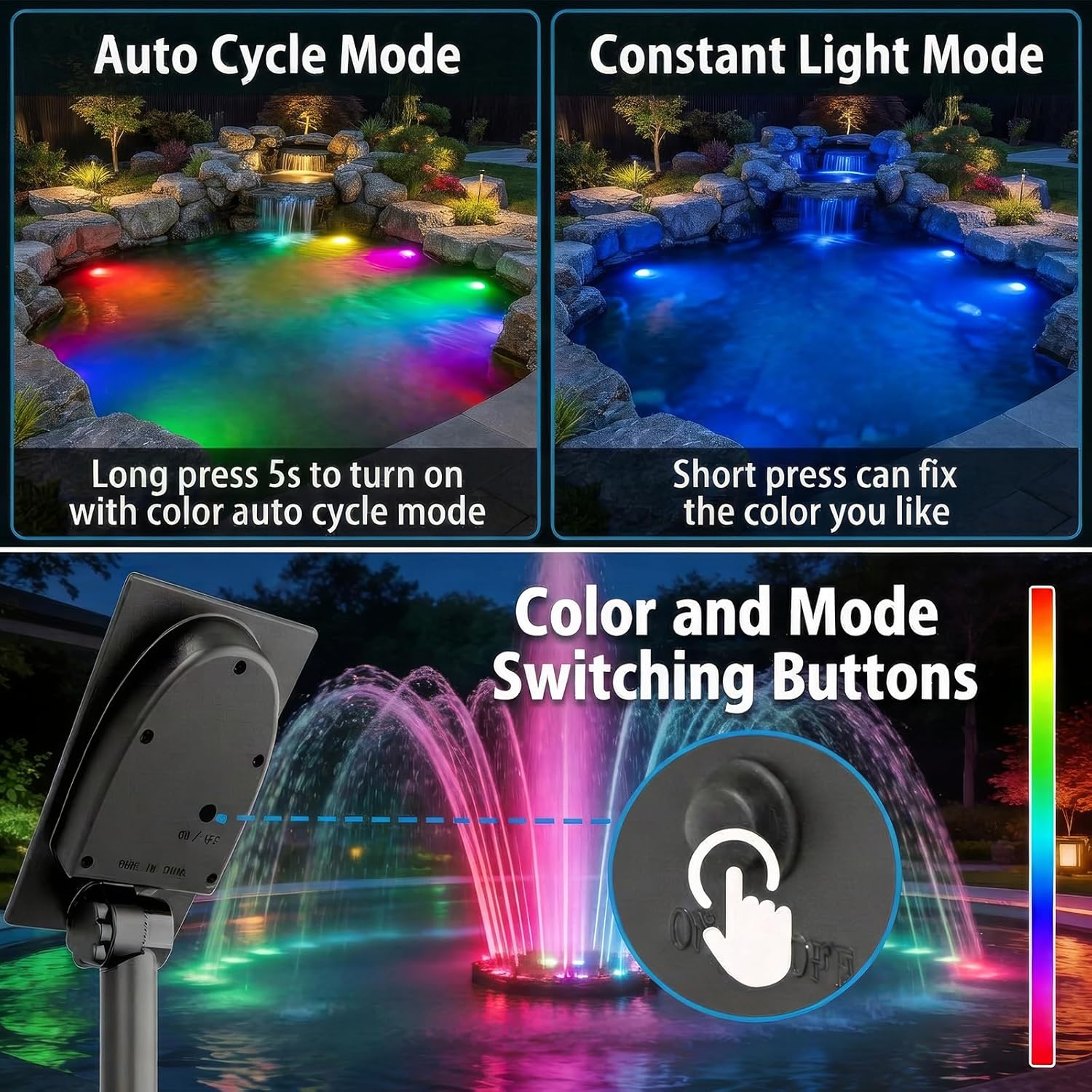 Thumbnail 3 de T-SUN Solar Teichbeleuchtung RGB – wasserdicht, energiesparend und flexibel im Garten