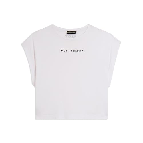 Detalle de FREDDY T-Shirt Cropped con Stampe MST – Bianco, Donna, Medium