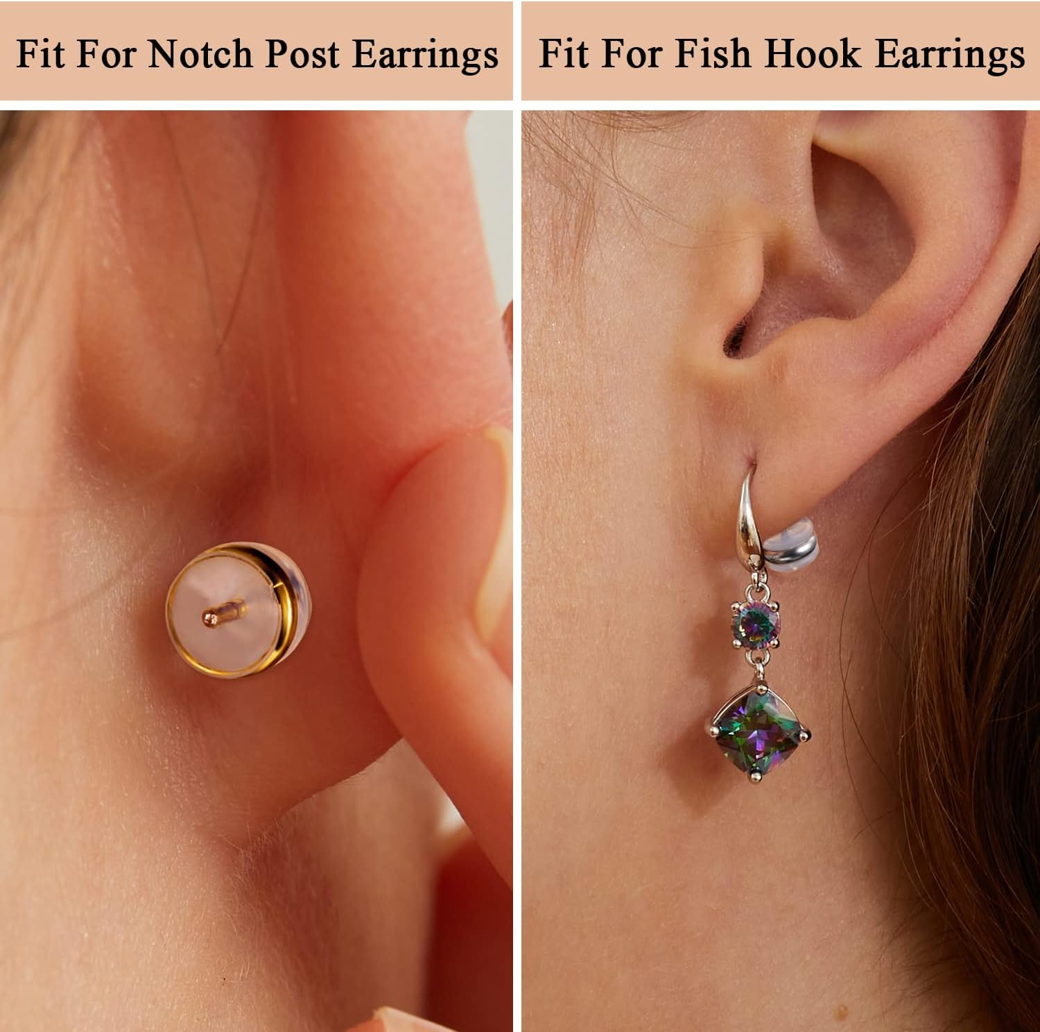 Detalle 2 de VOLUKA EB-2201 Rubber Earring Backs, 6 Pairs in Three Plated Colors