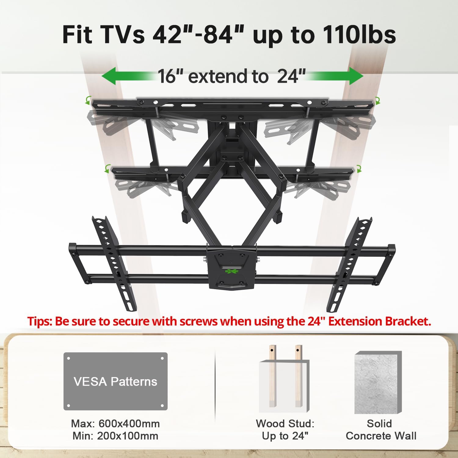 Thumbnail 6 de USX Mount Full Motion 42-84" TV Mount