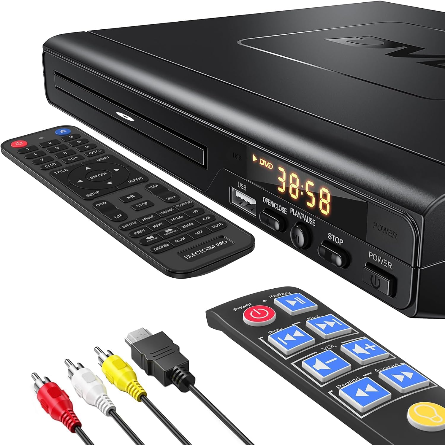 Detalle de Region-Free DVD Player with HDMI, Big-Button Remote, and USB Playback
