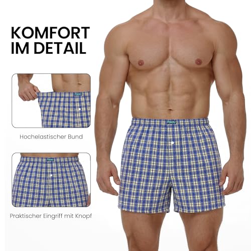 Detalle 2 de FALARY Herren Boxershorts locker geschnitten, kariert – 6er-Pack