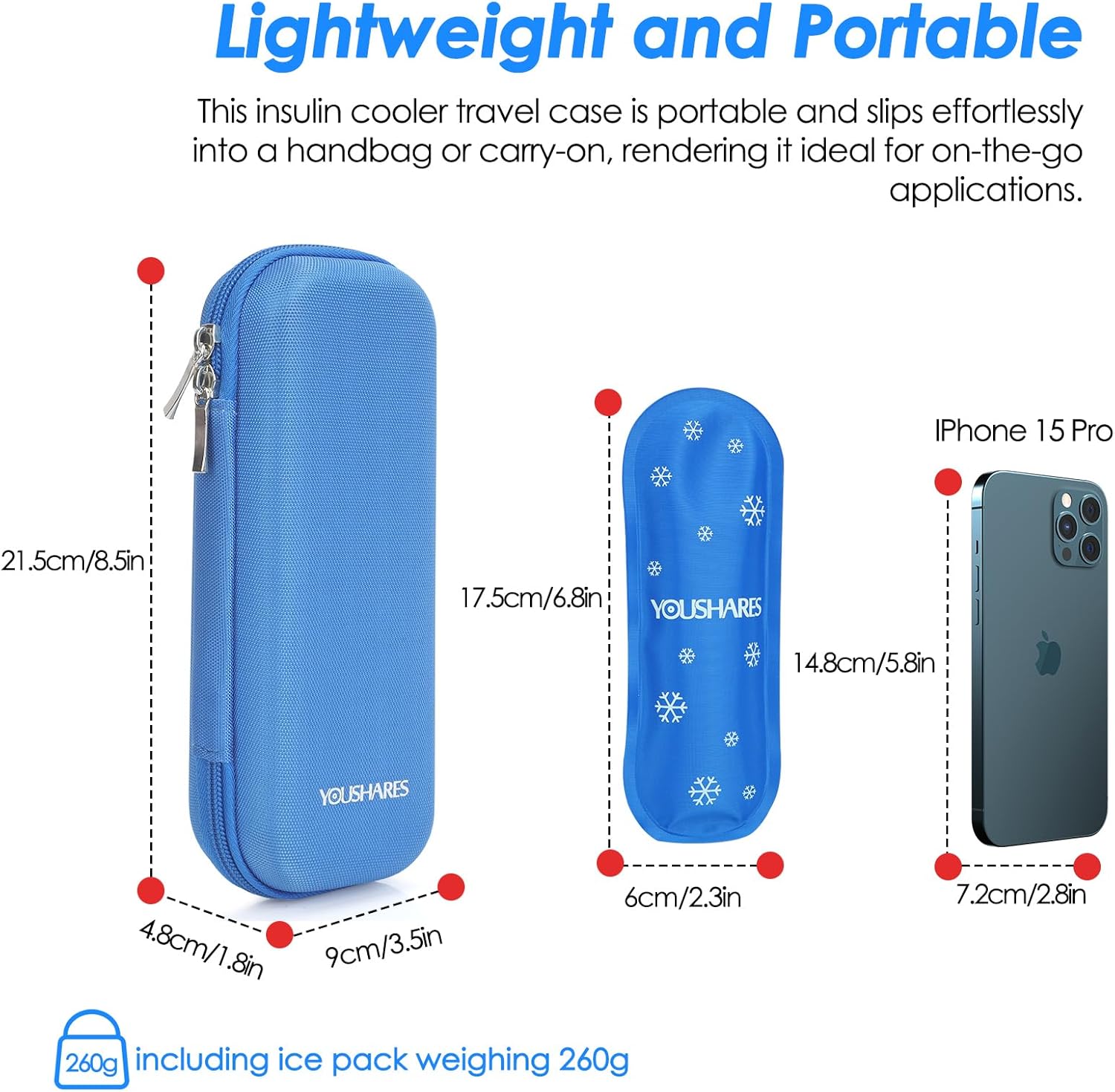 Thumbnail 2 de YOUSHARES Insulin Cooler Travel Case – Monjaro travel case with 2 Ice Packs for Diabetic Supplies