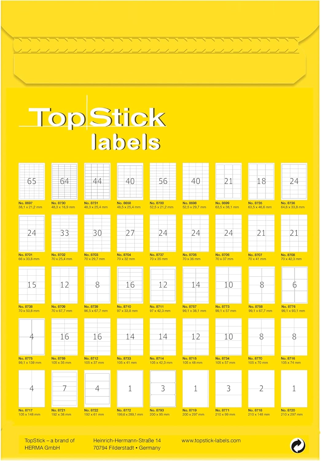 Thumbnail 3 de TopStick 8758 Adressetiketten – 99,1 x 67,7 mm, 800 Stück (100 Blatt, 8 Etiketten pro A4)