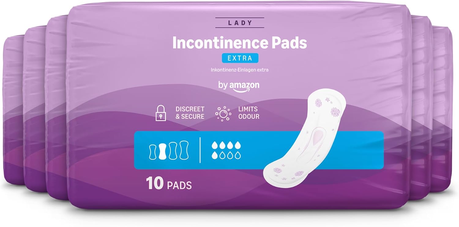 By Amazon Incontinence Extra Pads – 60 Pads (6 Packs of 10)