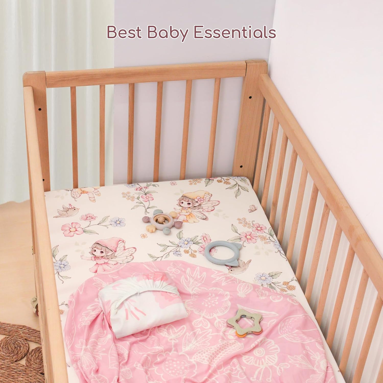 Thumbnail 5 de Yukkidds Next to Me Crib Sheets 83x50cm – 3 Pack, Ultra Soft Microfiber, Pink Fairy