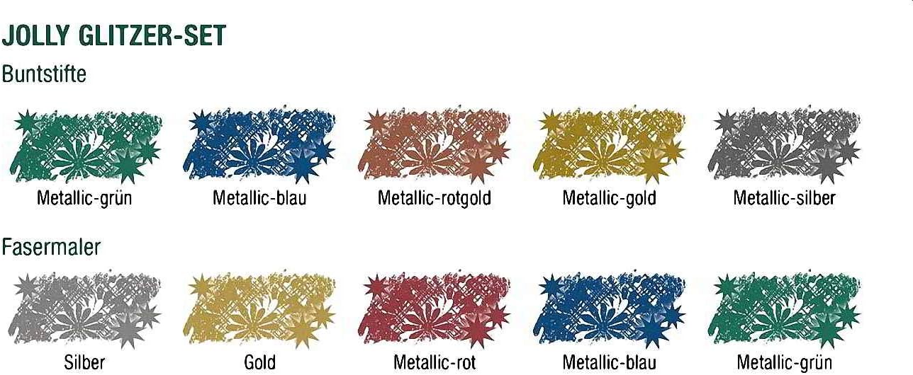 Thumbnail 2 de JOLLY Farbstifte Glitzerset (10-teilig) – 5 Metallic-Fasermaler & 5 Glitzer-/Buntstifte für dunkles Papier