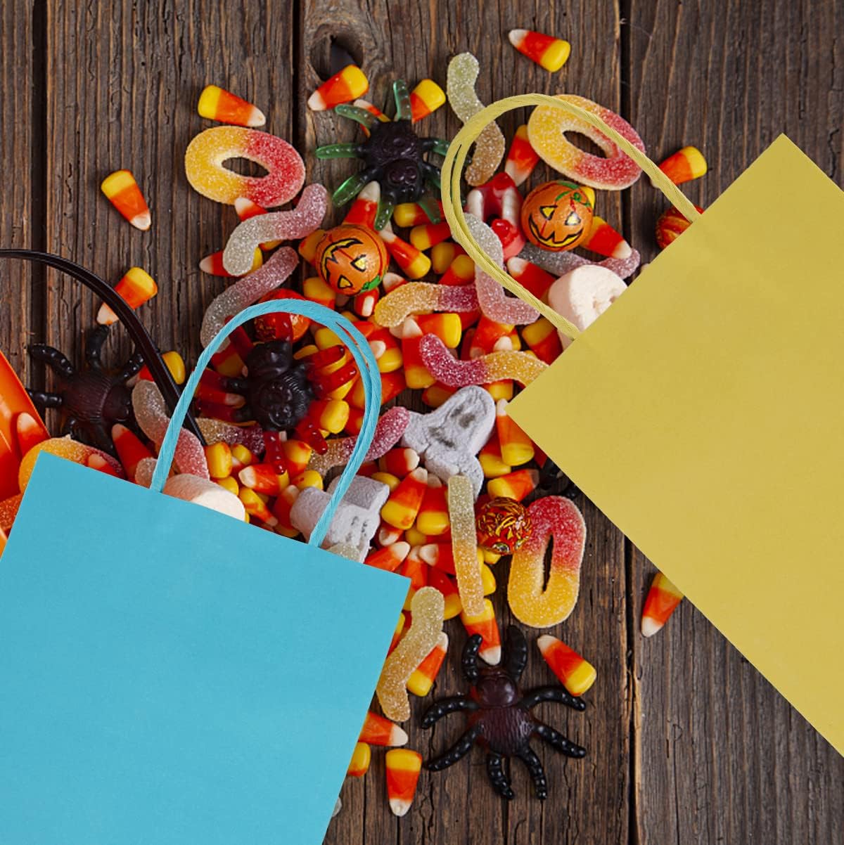 Detalle de NADSSJL Geschenktüten – 12 robuste Kraftpapier-Tüten mit Henkel, 15 x 8 x 21 cm