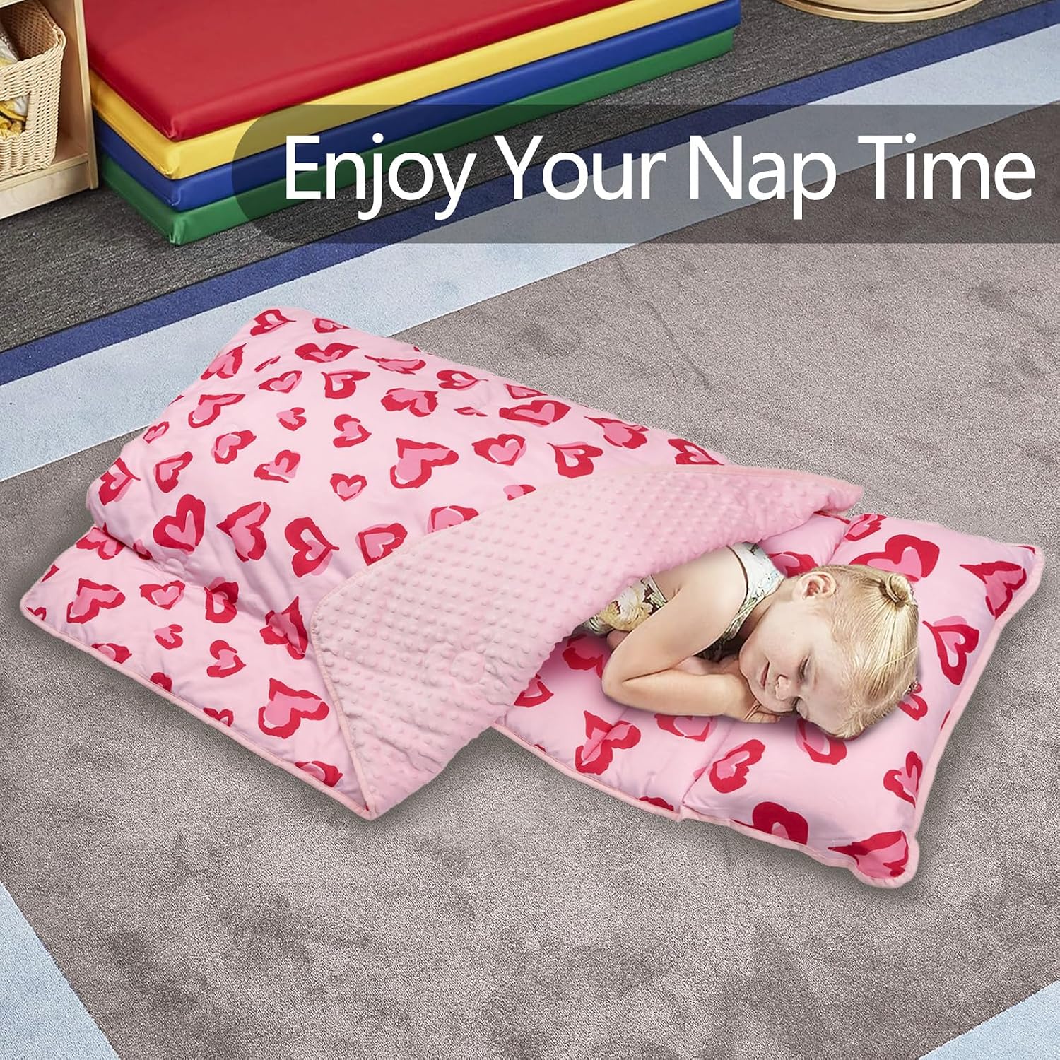 Detalle de Primlect Toddler Nap Mat with Pillow: Thick, Washable, and Ready for Naptime