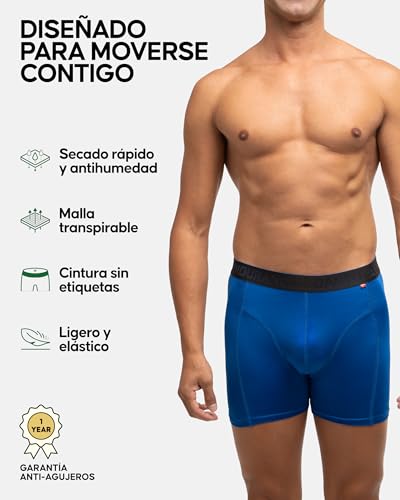 Detalle de DANISH ENDURANCE Calzoncillos bóxer deportivos para hombre (pack de 6) – ajuste ajustado y transpirable