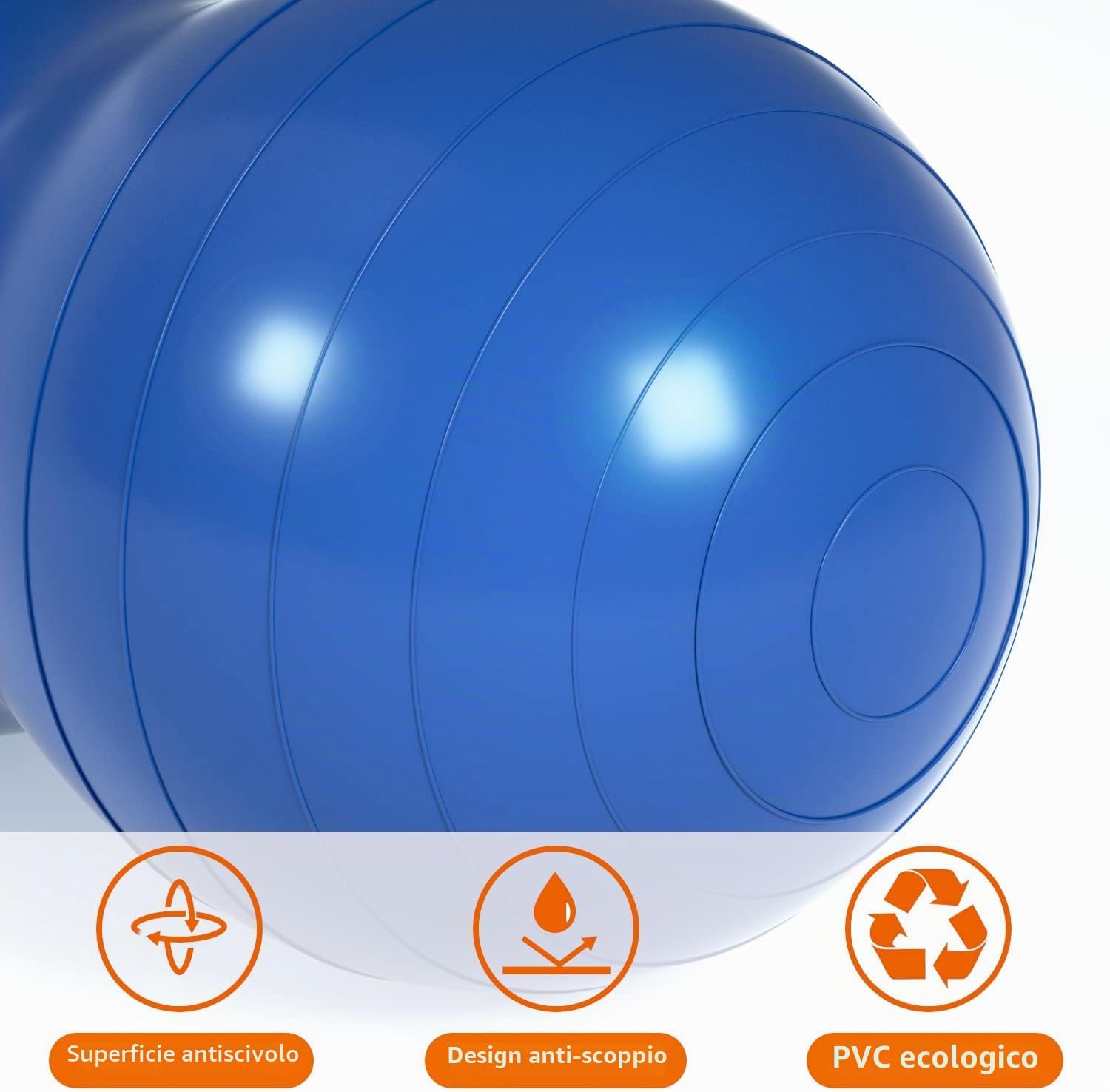 Detalle de DASKING Peanut Ball 90x45 cm con pompa a mano: palla di arachidi per yoga, pilates, fisioterapia e gravidanza
