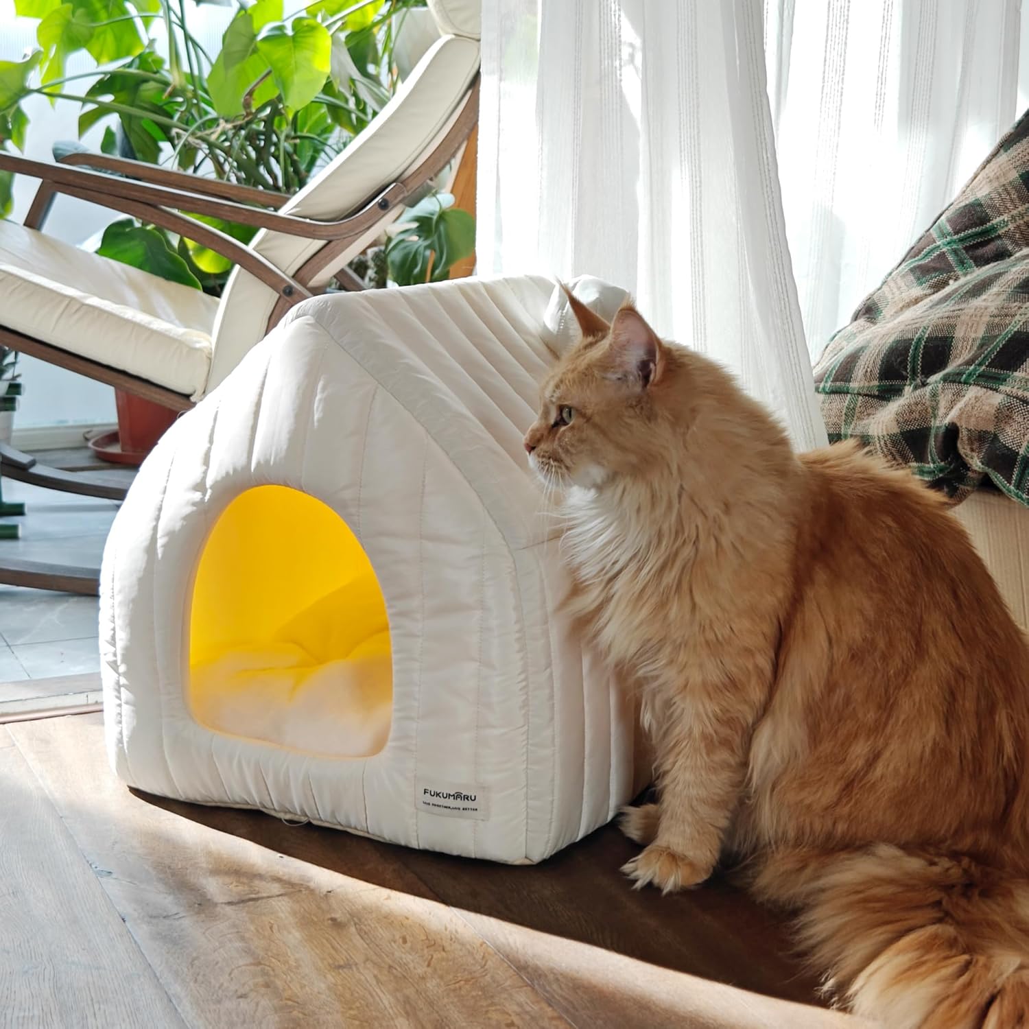 Thumbnail 5 de FUKUMARU lit pour chat d’intérieur 2 en 1 avec coussin amovible lavable (45 cm)