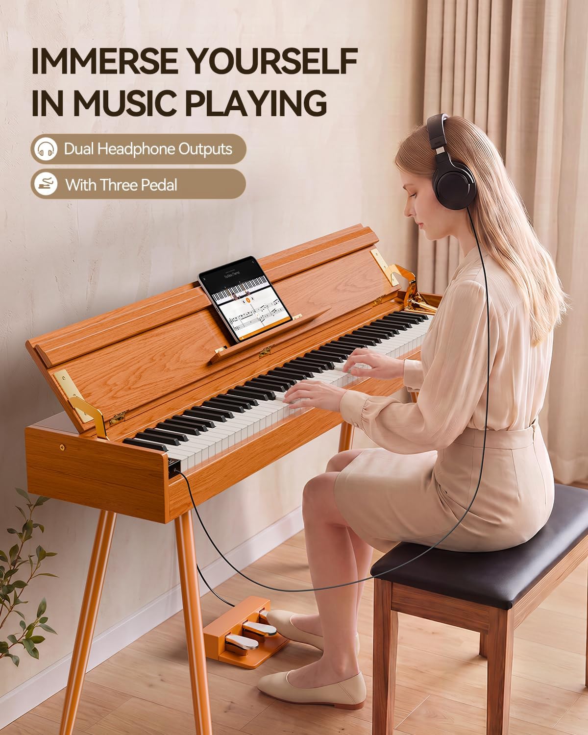 Thumbnail 3 de Rhymo UP88A 88-Key Digital Piano with Hammer Action, 900 Tones and Bluetooth