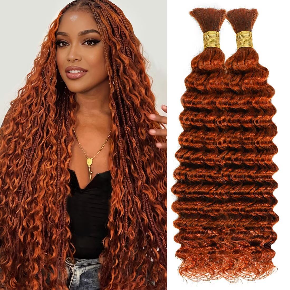 Thumbnail 6 de Boho Hair for Braiding: 2 Bundles of 100g 16-Inch Curly Virgin Brazilian Remy Hair (Natural Black) for Knotless Boho Styles