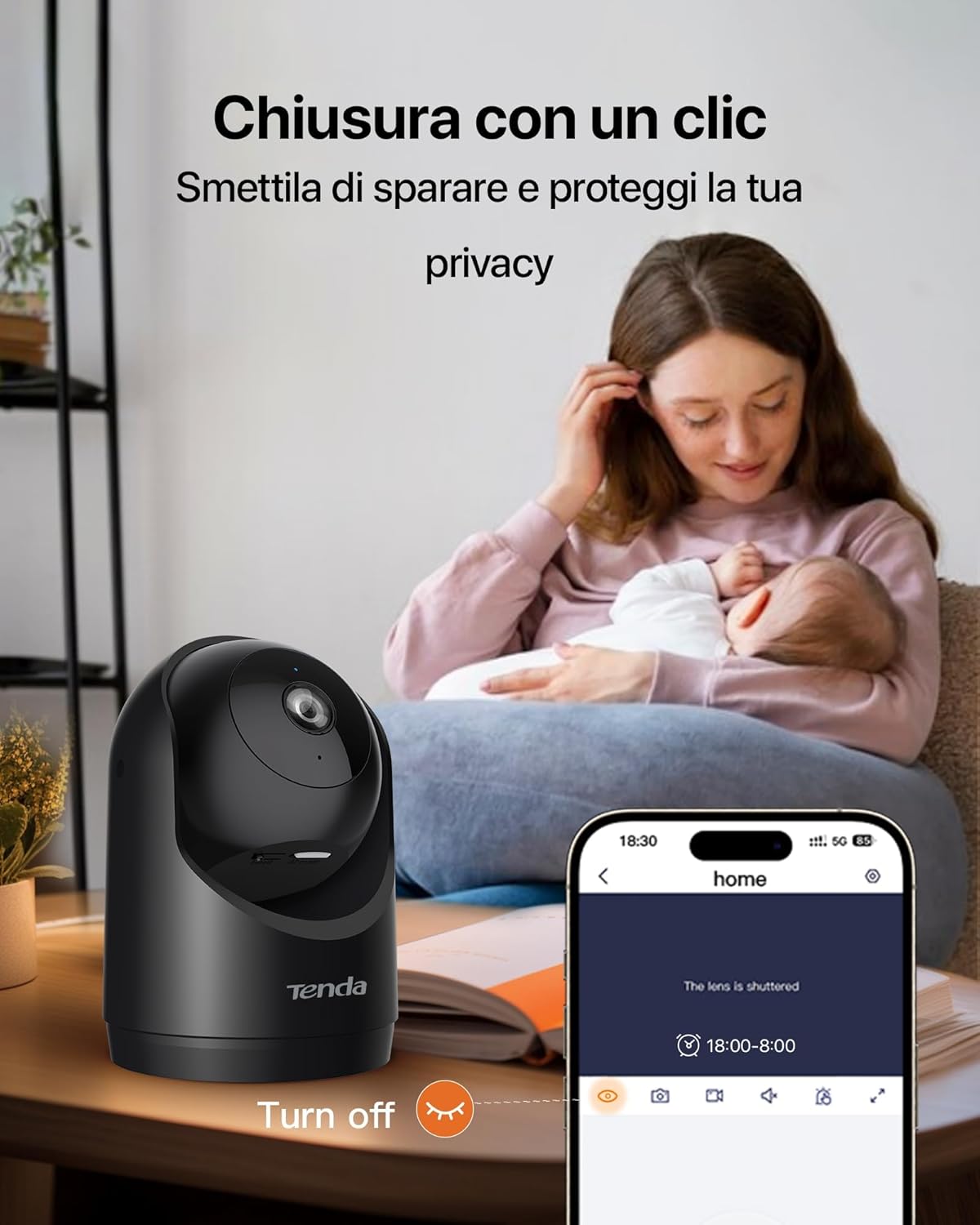 Thumbnail 6 de Tenda 2K Telecamera Sicurezza Interno CP3 3.0 (Wi‑Fi 6, Pan‑Tilt, audio bidirezionale, privacy mode)